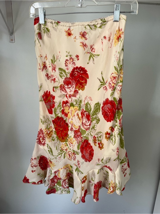 Jessica Dresses & Skirts - Jessica Petites Ivory Midi Skirt with Red Floral Print
